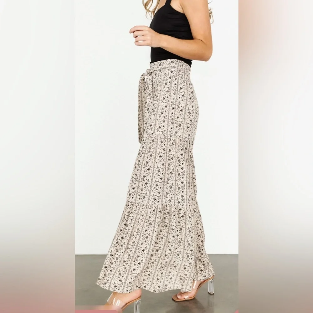 NWT Floral Wide-Leg Pants in Cream size Small - Picture 5 of 11